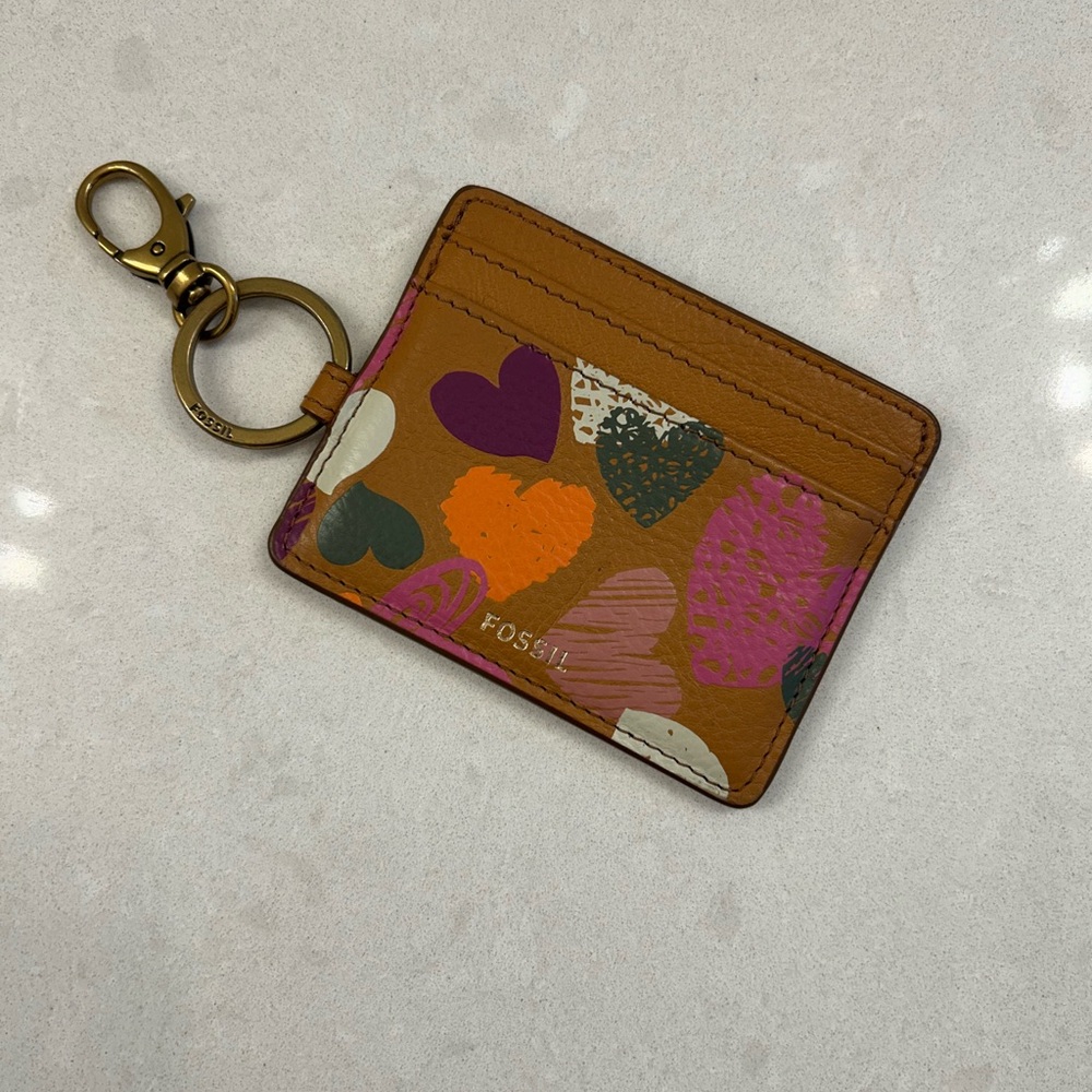 Fossil Heart Pattern Card Holder - Brown and Multicolor